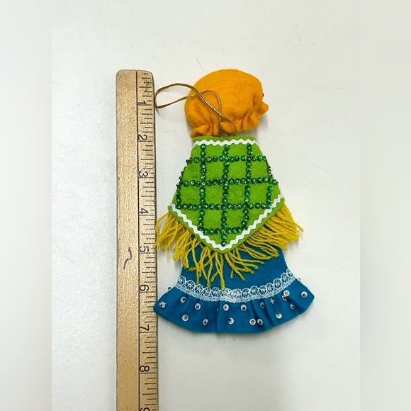 Mid Century Vintage Hand Crafted Sequin Embellished Mrs. Claus Xmas Ornament - Picture 7 of 12